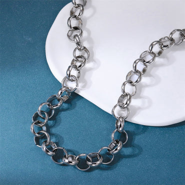 NSS1132 STAINLESS STEEL CHUNKY O RING CHAIN NECKLACE