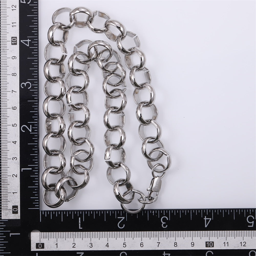 NSS1132 STAINLESS STEEL CHUNKY O RING CHAIN NECKLACE