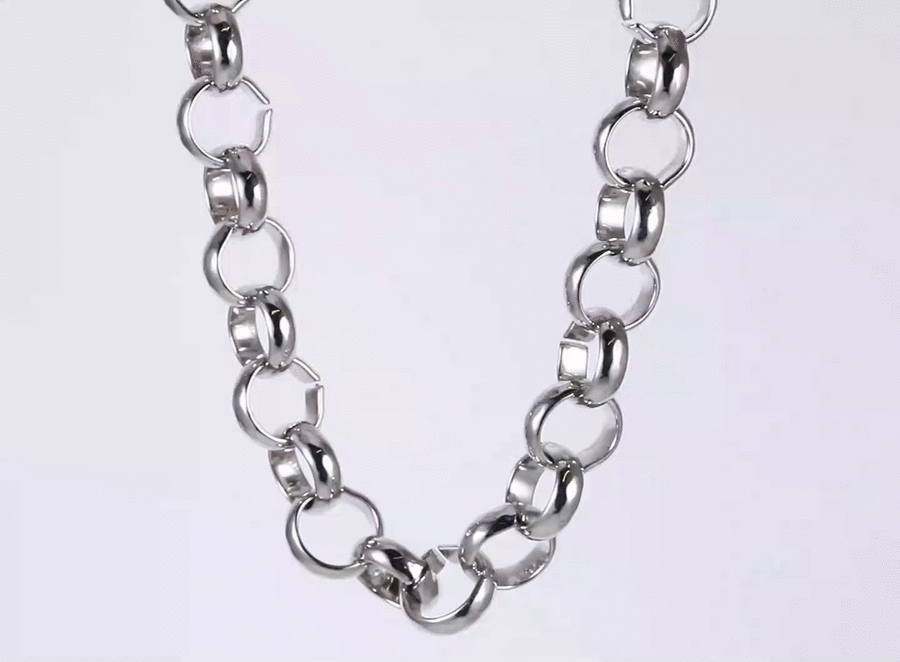 NSS1132 STAINLESS STEEL CHUNKY O RING CHAIN NECKLACE