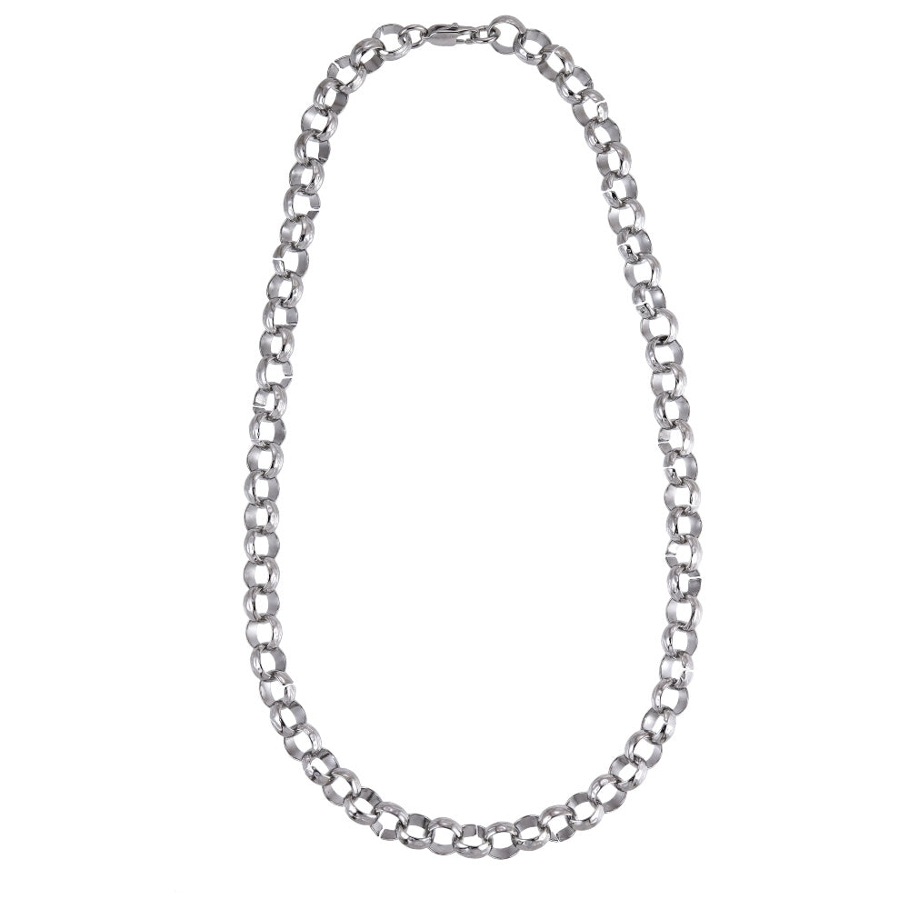 NSS1133 STAINLESS STEEL ROCK O RING CHAIN NECKLACE
