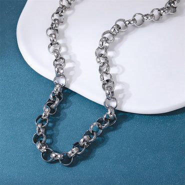 NSS1133 STAINLESS STEEL ROCK O RING CHAIN NECKLACE