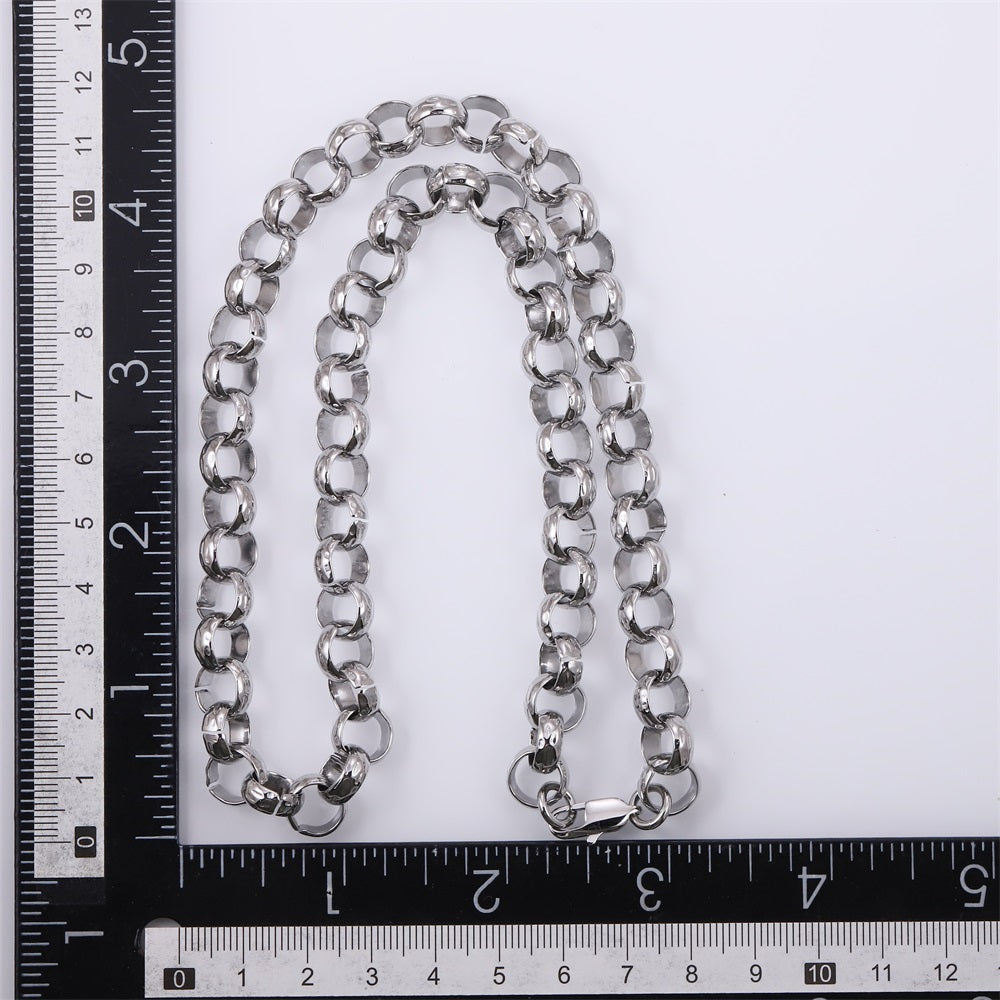 NSS1133 STAINLESS STEEL ROCK O RING CHAIN NECKLACE