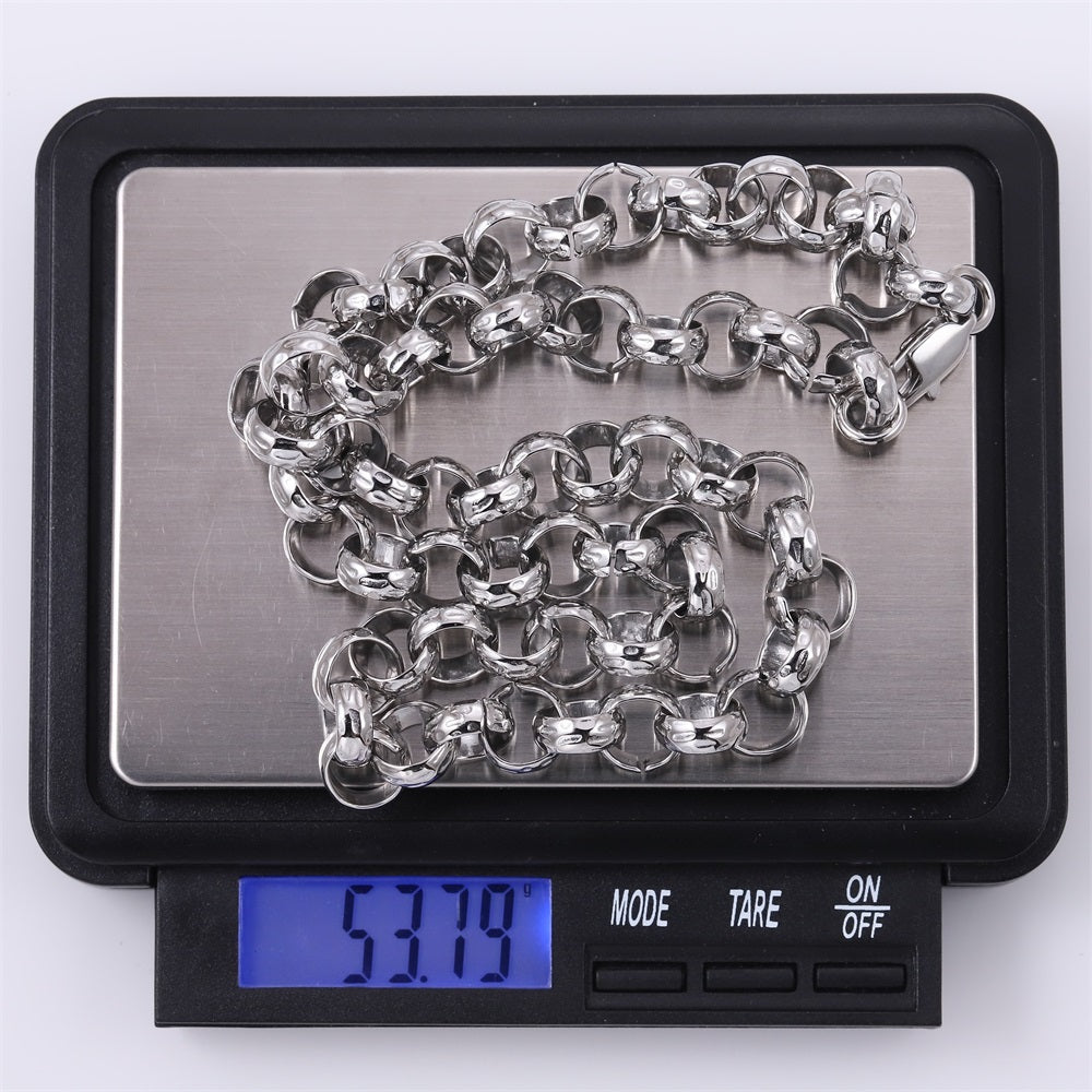 NSS1133 STAINLESS STEEL ROCK O RING CHAIN NECKLACE