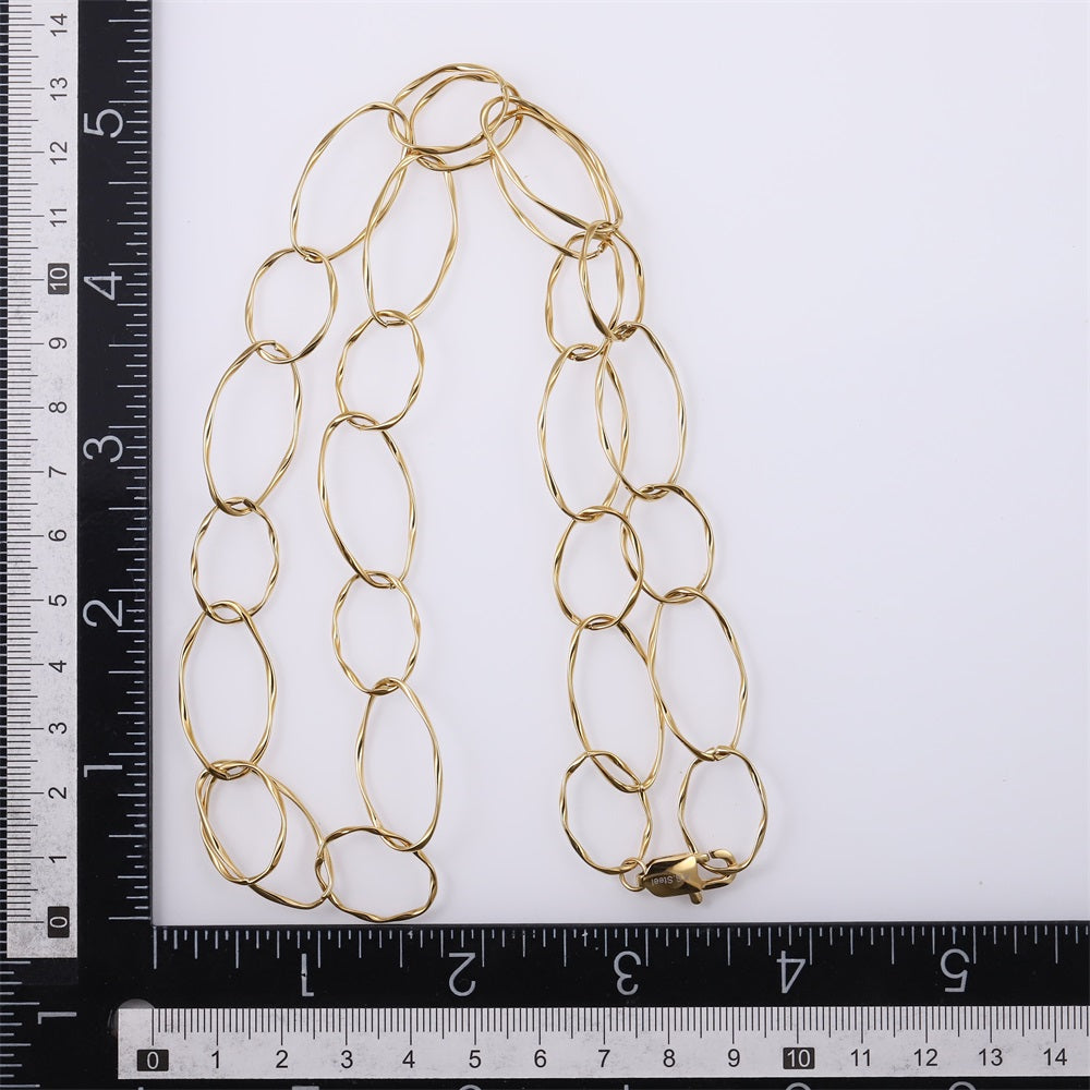 NSS1134 STAINLESS STEEL BIG TWISTED OVAL CHAIN NECKLACE