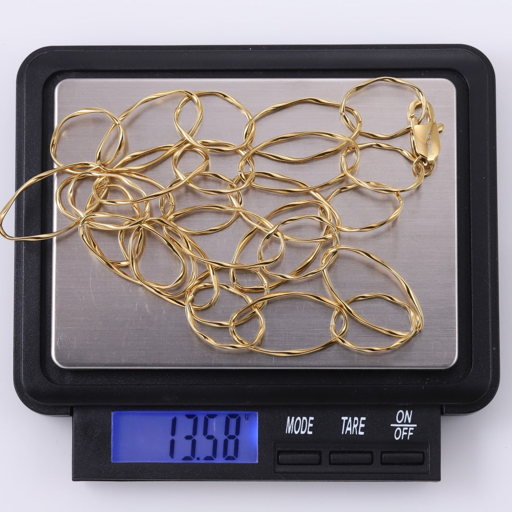 NSS1134 STAINLESS STEEL BIG TWISTED OVAL CHAIN NECKLACE