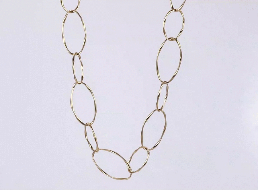 NSS1134 STAINLESS STEEL BIG TWISTED OVAL CHAIN NECKLACE