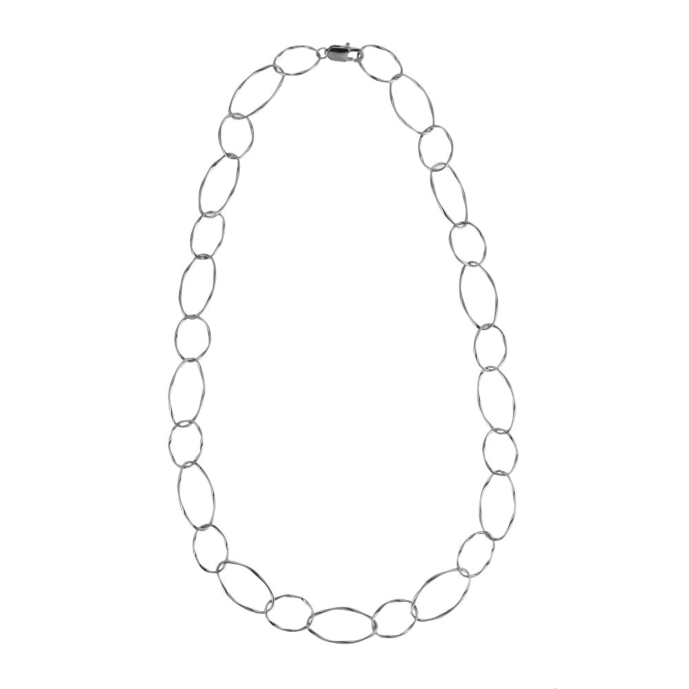 NSS1134 STAINLESS STEEL BIG TWISTED OVAL CHAIN NECKLACE