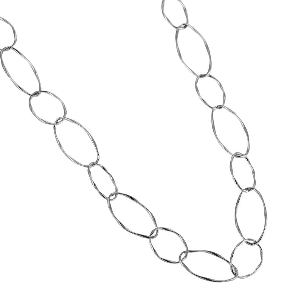 NSS1134 STAINLESS STEEL BIG TWISTED OVAL CHAIN NECKLACE