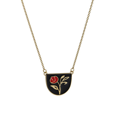 NSS1149 STAINLESS STEEL EPOXY NECKLACE WITH ROSE
