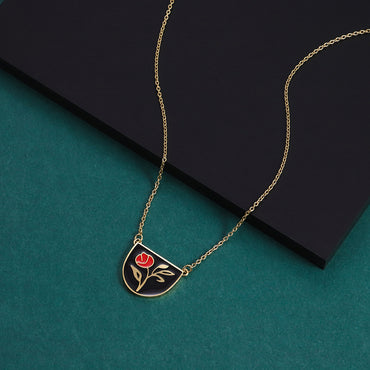 NSS1149 STAINLESS STEEL EPOXY NECKLACE WITH ROSE