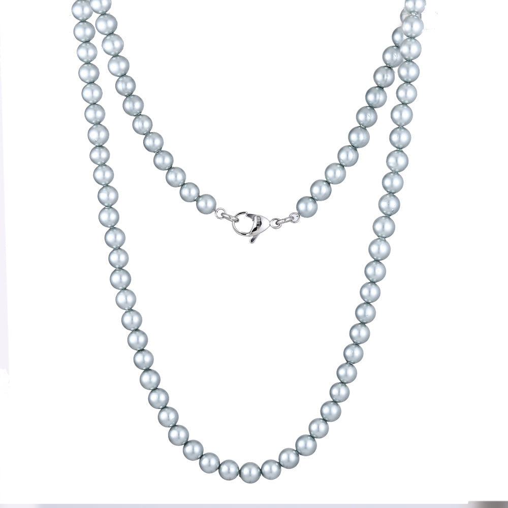 NSS861 STAINLESS STEEL NECKLACE WITH SHELL PEARL AAB CO..