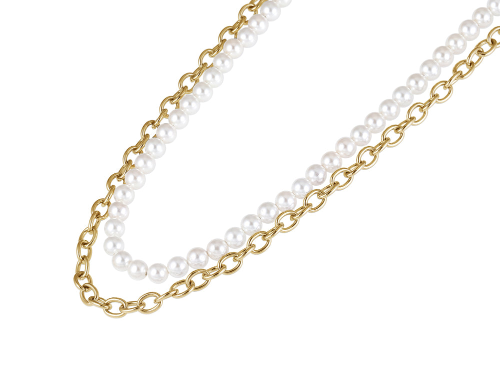 NSS862 STAINLESS STEEL NECKLACE WITH SHELL PEARL