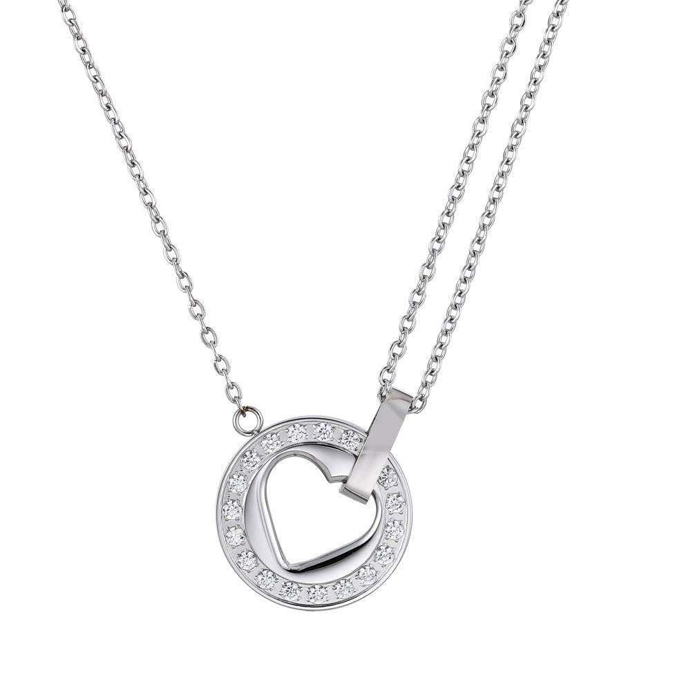 NSS890 STAINLESS STEEL NECKLACE WITH CZ AAB CO..