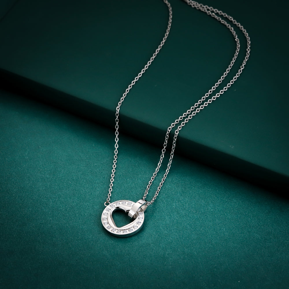 NSS890 STAINLESS STEEL NECKLACE WITH CZ AAB CO..