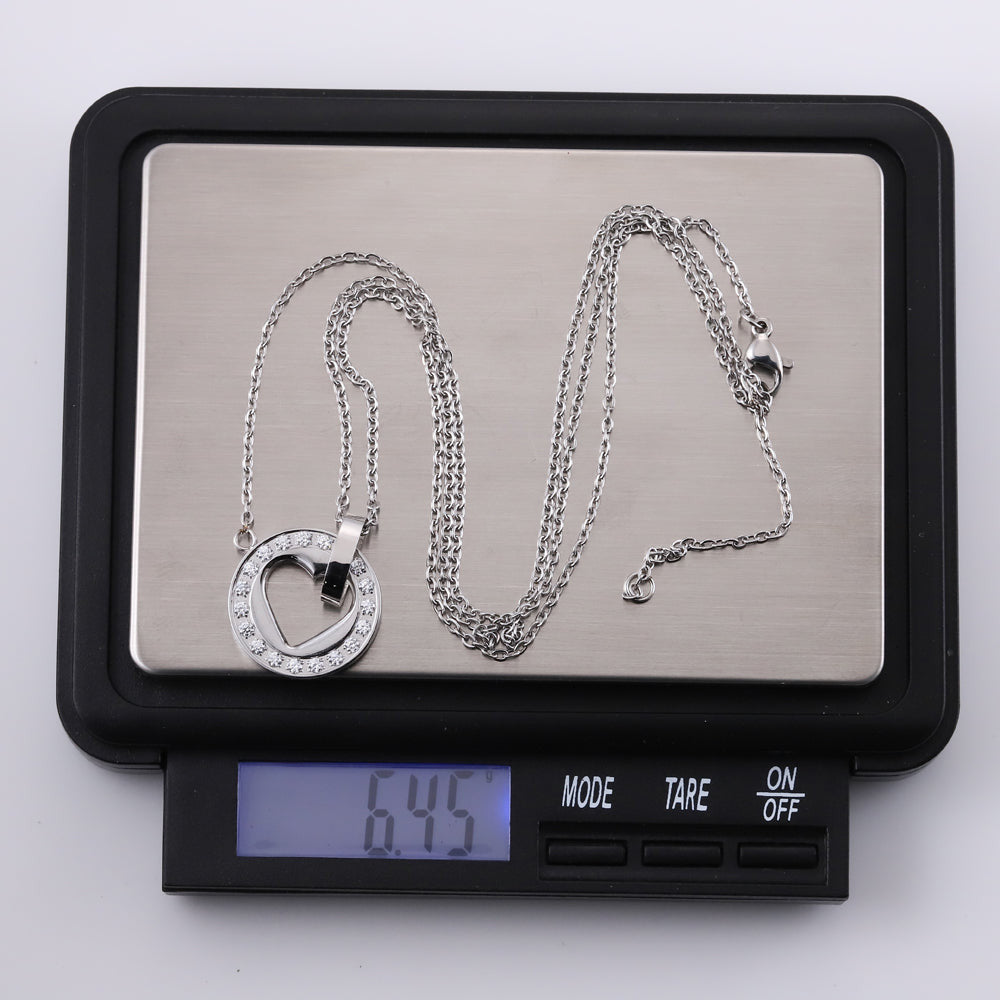 NSS890 STAINLESS STEEL NECKLACE WITH CZ AAB CO..