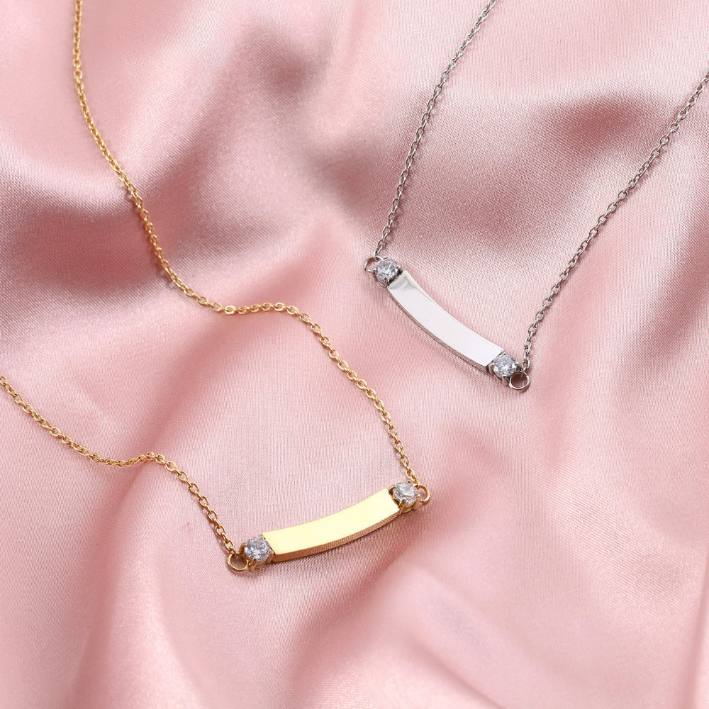 NSS891 STAINLESS STEEL NECKLACE WITH CZ AAB CO..
