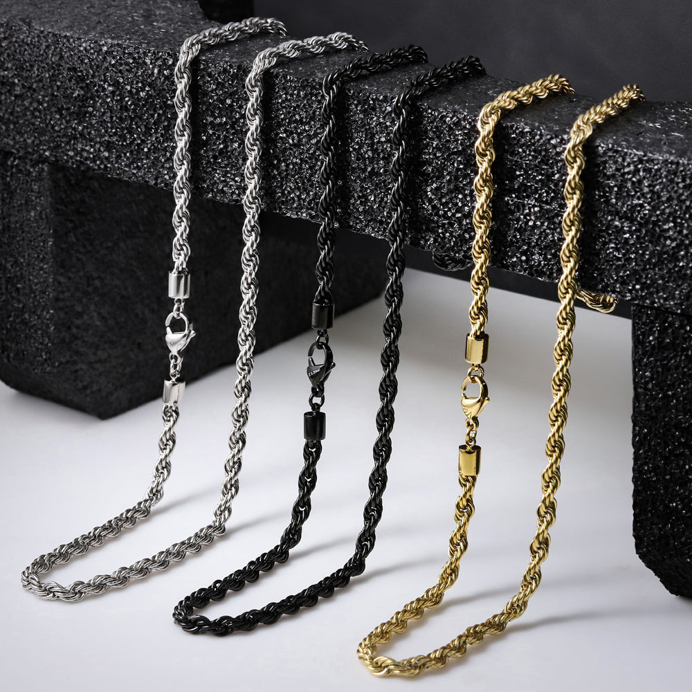 NSS905 STAINLESS STEEL ROPE CHAIN NECKLACE