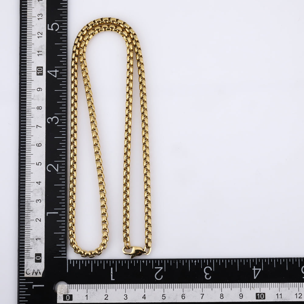 NSS906 STAINLESS STEEL ROUND BOX CHAIN NECKLACE
