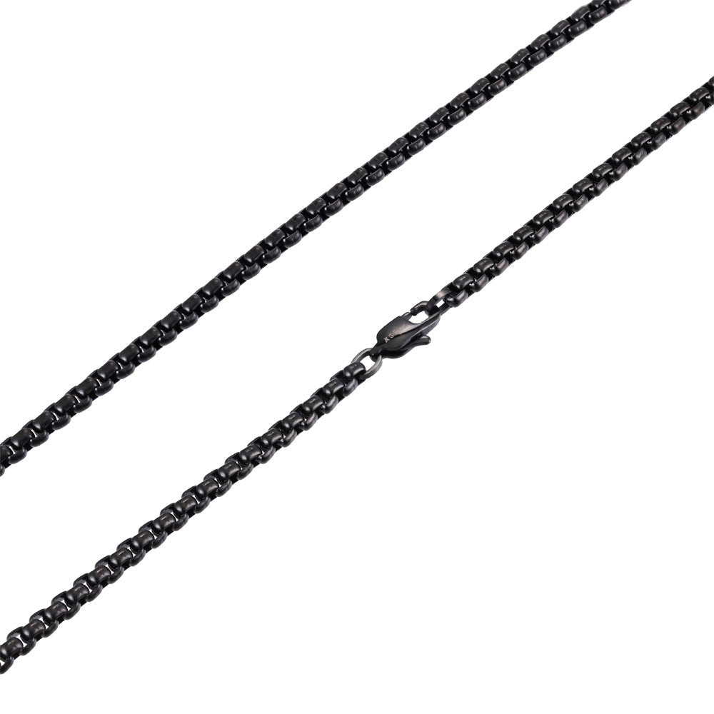 NSS906 STAINLESS STEEL ROUND BOX CHAIN NECKLACE