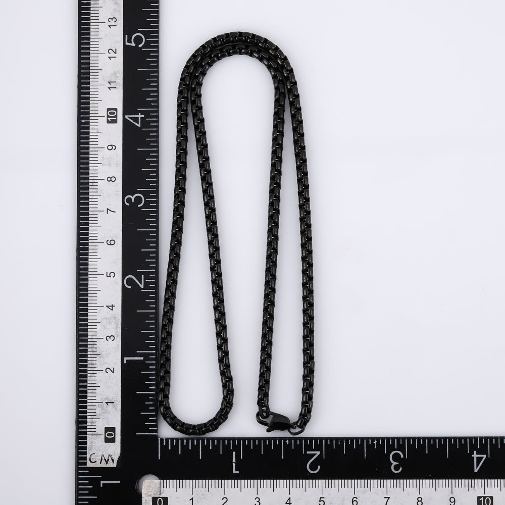NSS906 STAINLESS STEEL ROUND BOX CHAIN NECKLACE