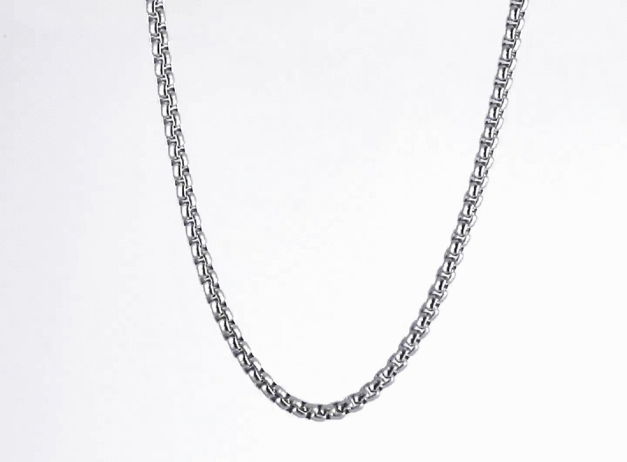 NSS906 STAINLESS STEEL ROUND BOX CHAIN NECKLACE