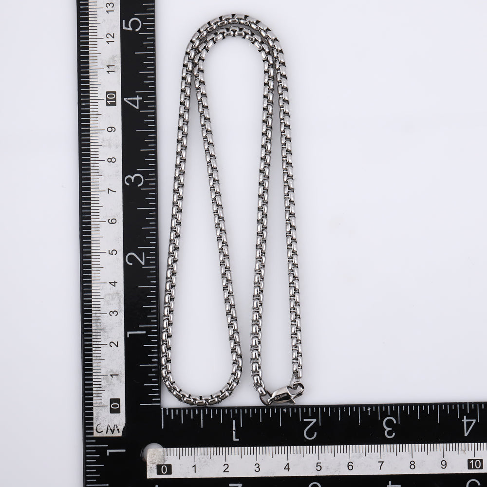 NSS906 STAINLESS STEEL ROUND BOX CHAIN NECKLACE