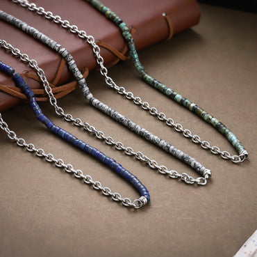 stainless steel necklace, beads necklace, modern jewelry