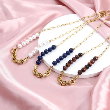 NSS940 STAINLESS STEEL NECKLACE WITH BEADS