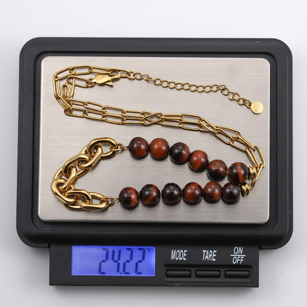 NSS940 STAINLESS STEEL NECKLACE WITH BEADS