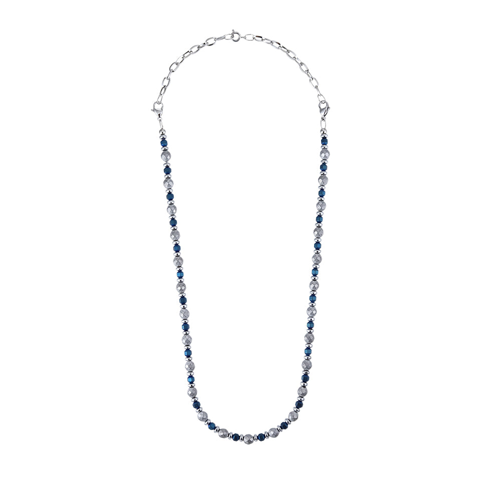 NSS942 STAINLESS STEEL & HEMATITE BEADS NECKLACE