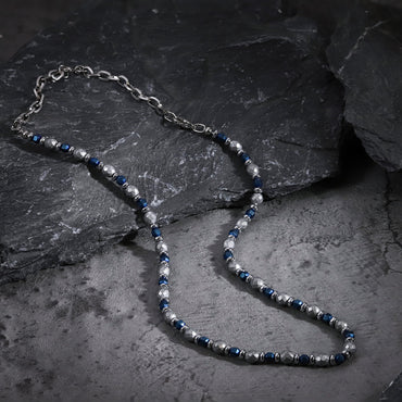 NSS942 STAINLESS STEEL & HEMATITE BEADS NECKLACE