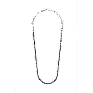 NSS943 STAINLESS STEEL & HEMATITE BEADS NECKLACE