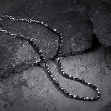 NSS943 STAINLESS STEEL & HEMATITE BEADS NECKLACE