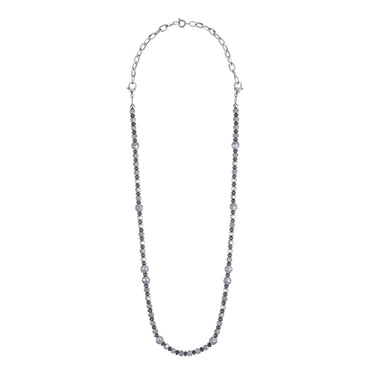 NSS944 STAINLESS STEEL & HEMATITE BEADS NECKLACE