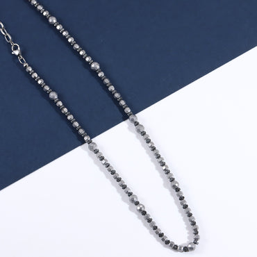 NSS944 STAINLESS STEEL & HEMATITE BEADS NECKLACE