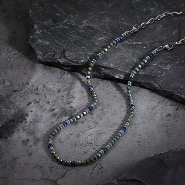 NSS945 STAINLESS STEEL & HEMATITE BEADS NECKLACE