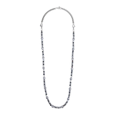 NSS946 STAINLESS STEEL & HEMATITE BEADS NECKLACE