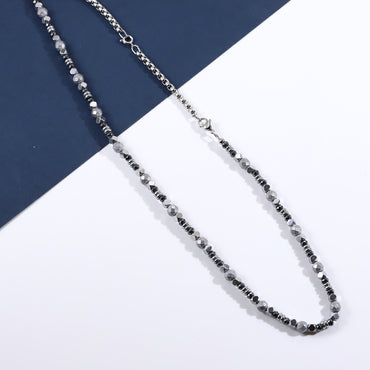 NSS946 STAINLESS STEEL & HEMATITE BEADS NECKLACE