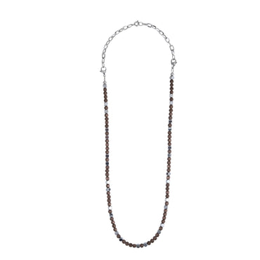 NSS947 STAINLESS STEEL & HEMATITE BEADS NECKLACE