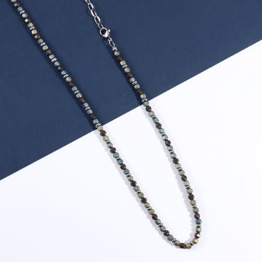 NSS948 STAINLESS STEEL & HEMATITE BEADS NECKLACE