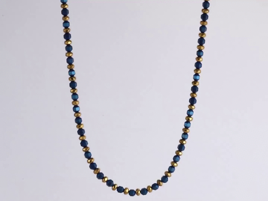 NSS949 STAINLESS STEEL & HEMATITE BEADS NECKLACE
