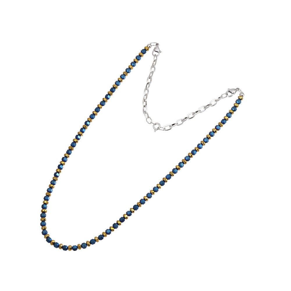 NSS949 STAINLESS STEEL & HEMATITE BEADS NECKLACE