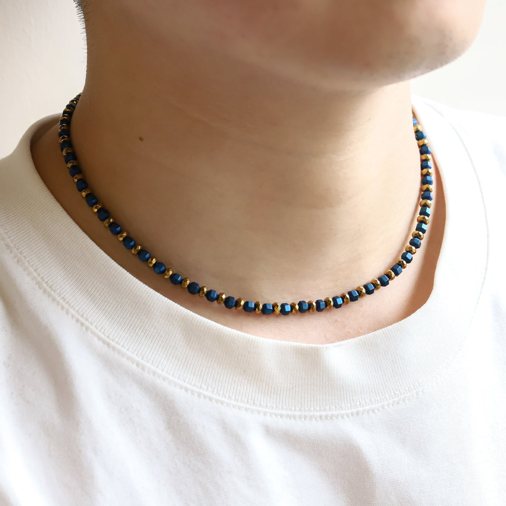 NSS949 STAINLESS STEEL & HEMATITE BEADS NECKLACE