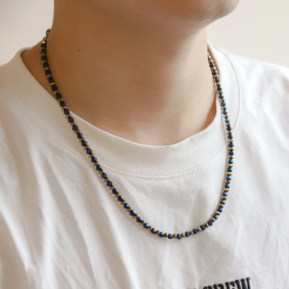 NSS949 STAINLESS STEEL & HEMATITE BEADS NECKLACE
