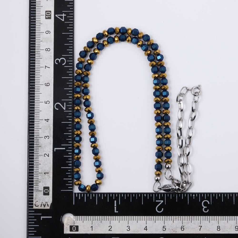 NSS949 STAINLESS STEEL & HEMATITE BEADS NECKLACE