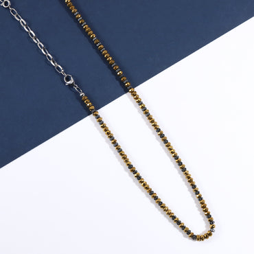 NSS950 STAINLESS STEEL & HEMATITE BEADS NECKLACE