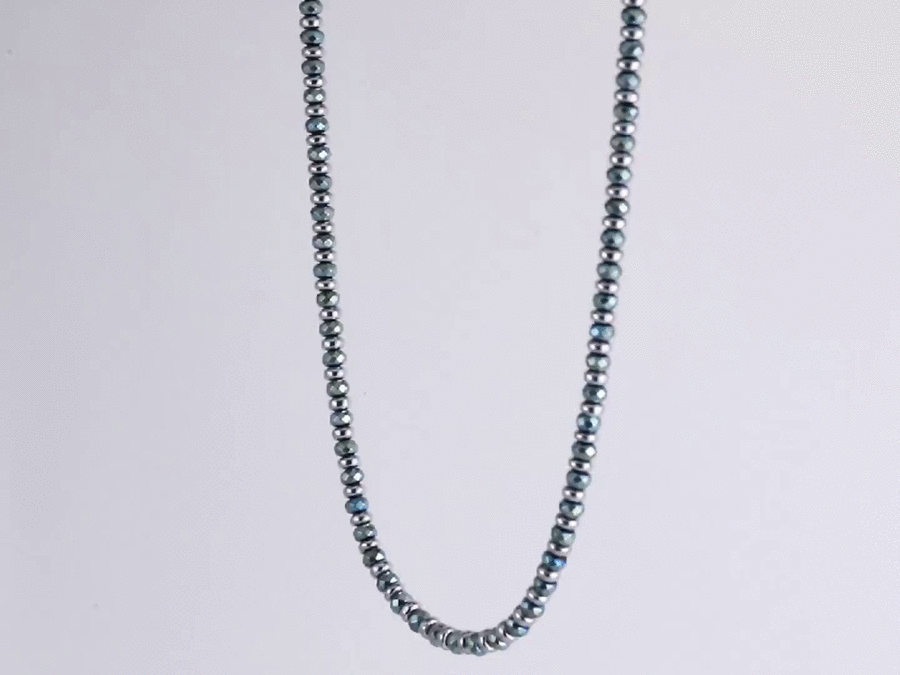 NSS953 STAINLESS STEEL & HEMATITE BEADS NECKLACE