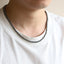 NSS953 STAINLESS STEEL & HEMATITE BEADS NECKLACE