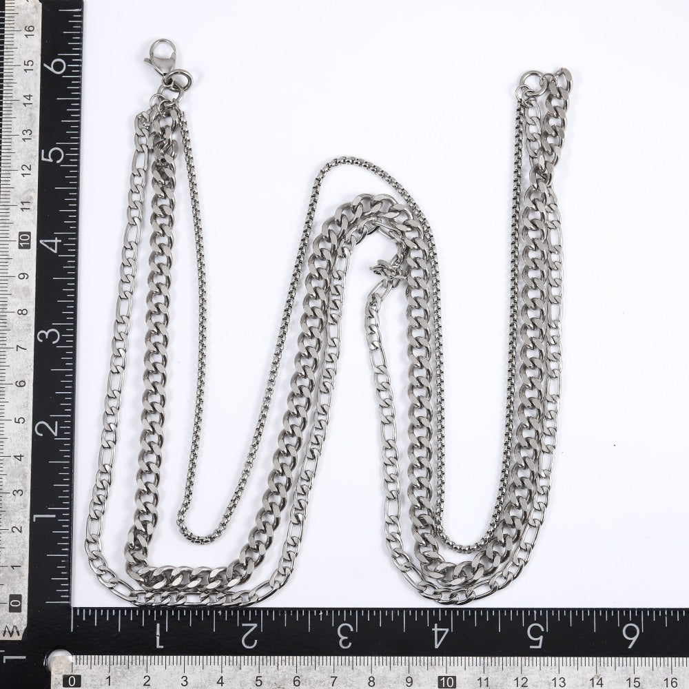 NSS975 STAINLESS STEEL MULTI  CHAIN NECKLACE