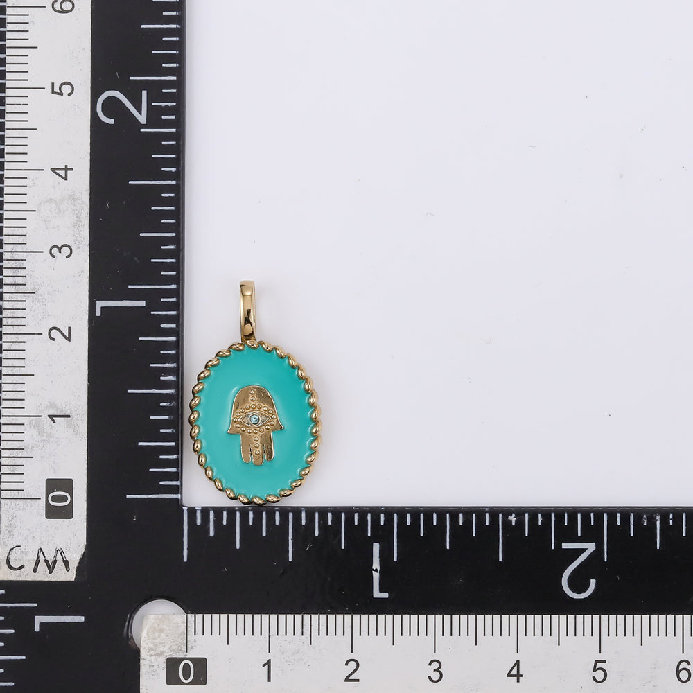 PSS1234 STAINLESS STEEL OVAL PENDANT WITH HAMSA DESIGN AAB CO..